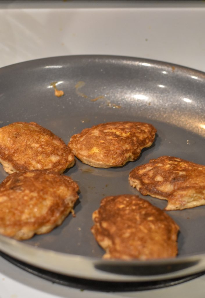 Flourless Oatmeal Pancakes in nonstick skillet