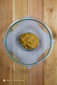 almond flour chocolate chip cookie dough in glass bowl