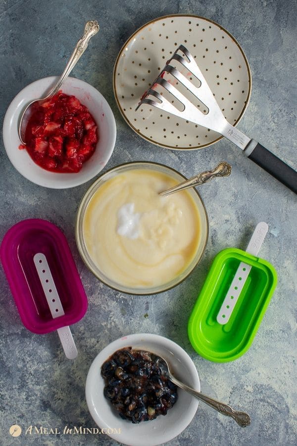 ingredients for coconut yogurt fruit popsicles