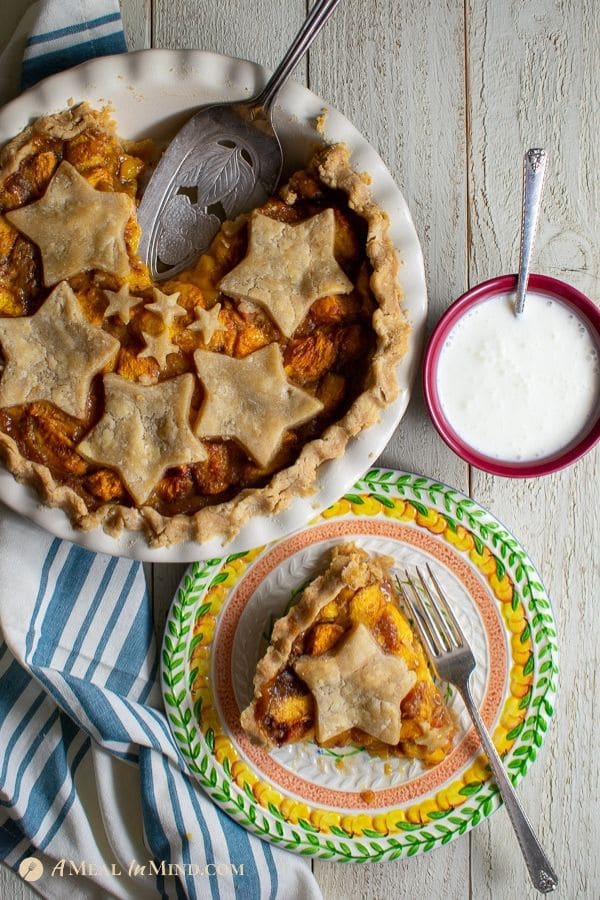 beautiful easy colorado peach pie with star cutouts 