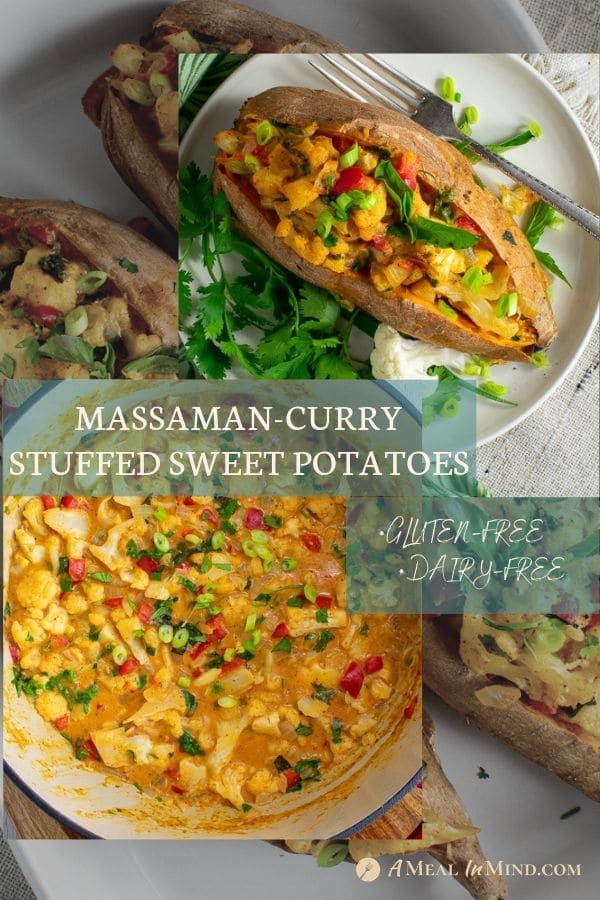 pinterest collage 3 for thai massaman curry stuffed sweet potatoes