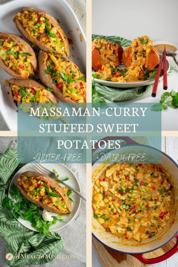 pinterest collage 2 for thai massaman curry stuffed sweet potatoes