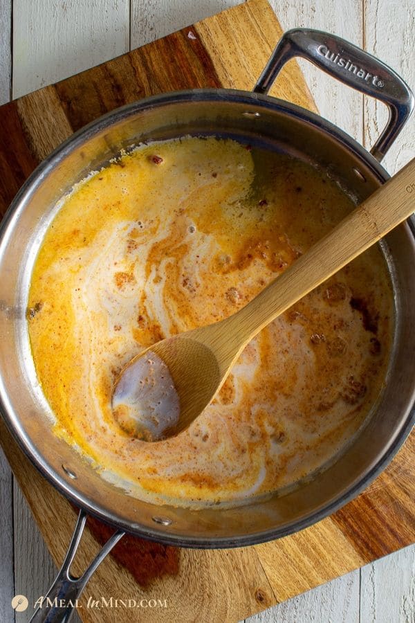sauce in Cuisinart pan for easy massaman thai salmon curry