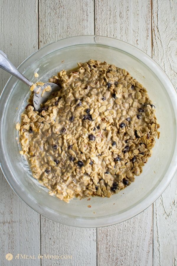 batter for peach oatmeal breakfast clafoutis after soaking