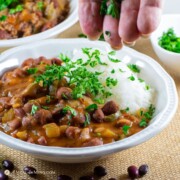 delicious red beans and rice 2 ways in white bowls