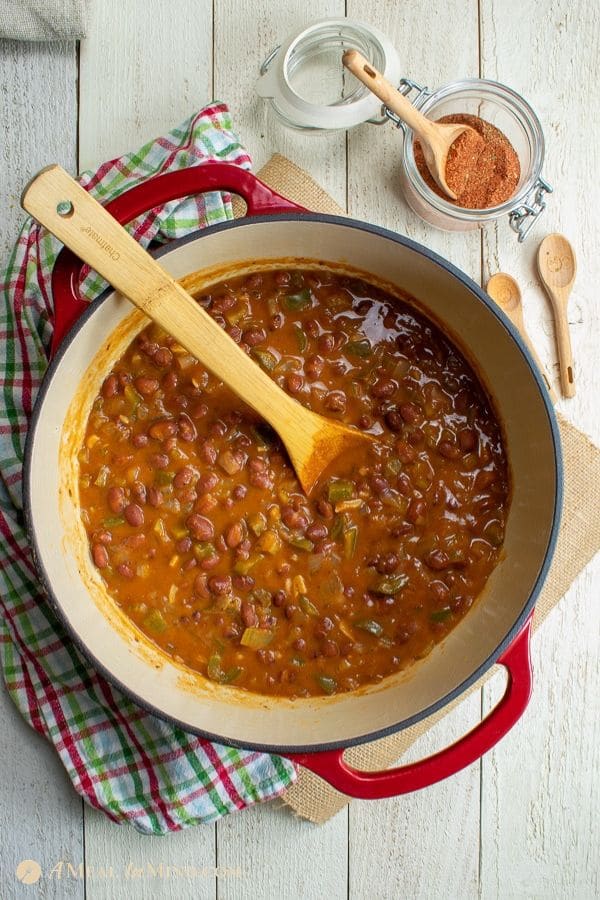 delicious red beans and rice 2 ways gluten free in Dutch oven