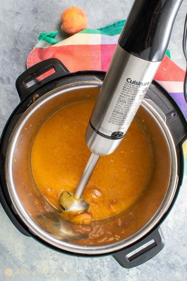 Peach butter in Instant Pot with cuisinart stick blender