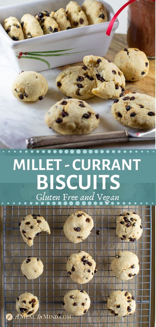 pinterest collage of savory millet-currant biscuits