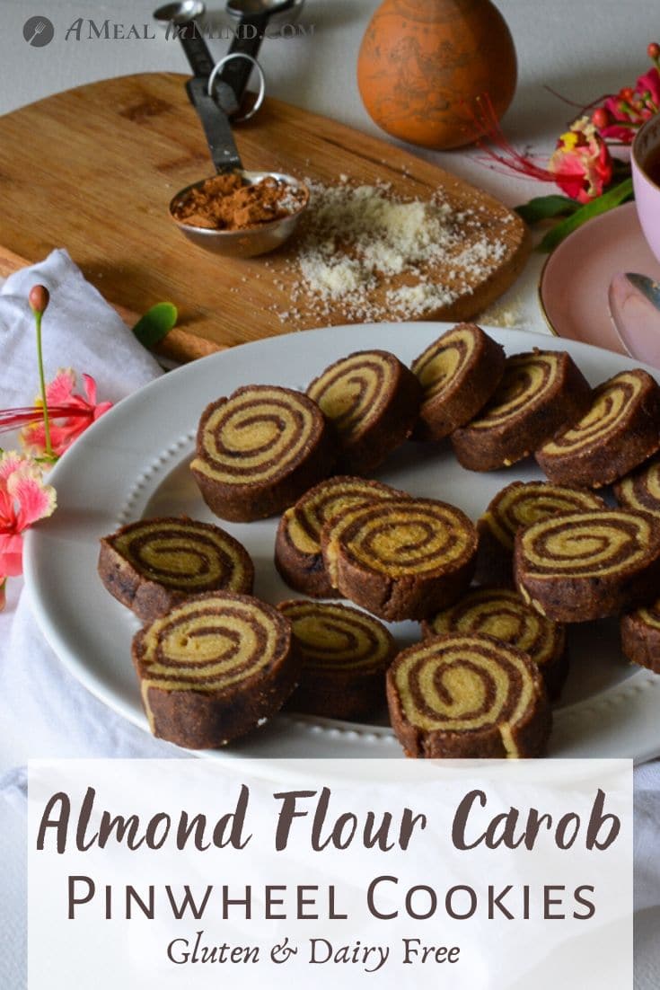 Almond Flour Carob Pinwheel Cookies pinterest image