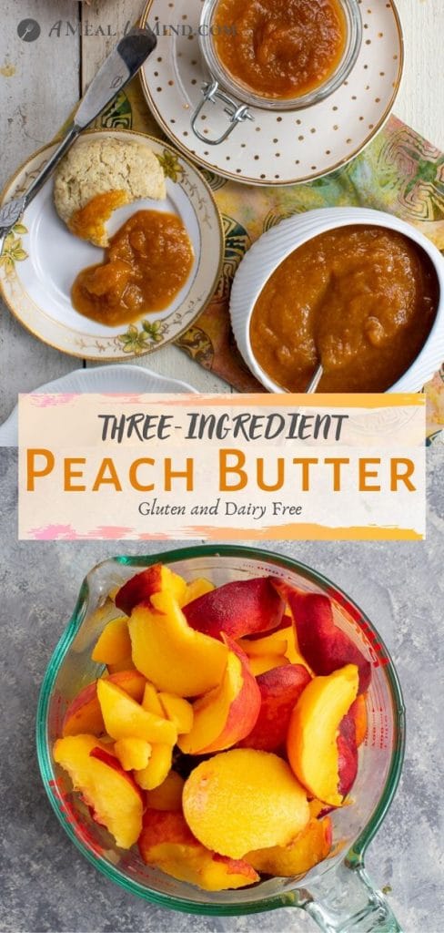 three-ingredient peach butter in small dishes