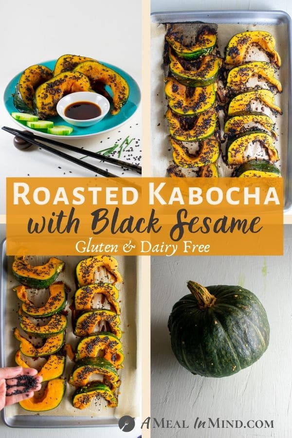 roasted kabocha with black sesame 4 part collage