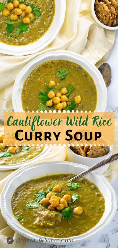 Cauliflower Wild Rice Curry Soup pinterest collage