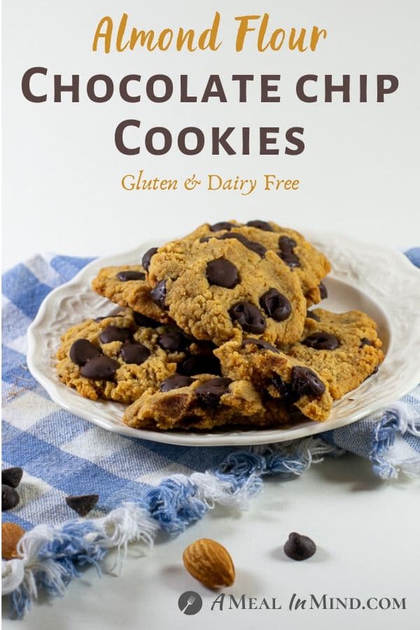 Almond Flour Dark Chocolate Chip Cookies pinterest image