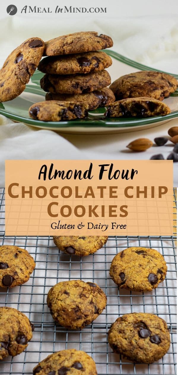 Almond Flour Dark Chocolate Chip Cookies pinterest collage 1