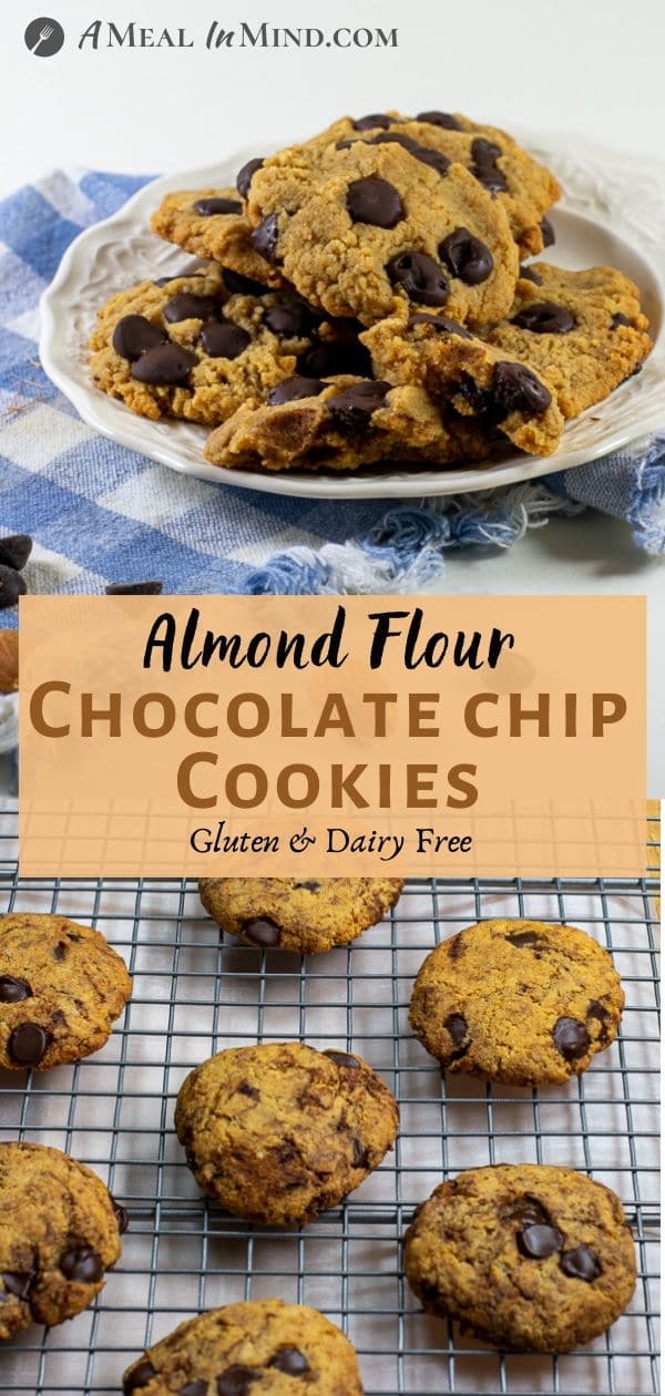 Almond Flour Dark Chocolate Chip Cookies pinterest collage 2