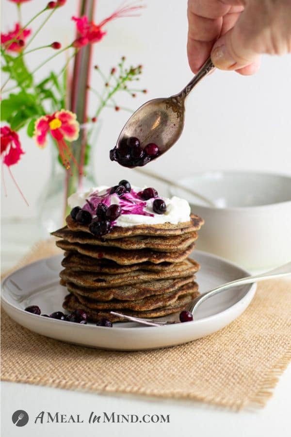 Buckwheat-Currant Pancakes Gluten Free stack of pancakes