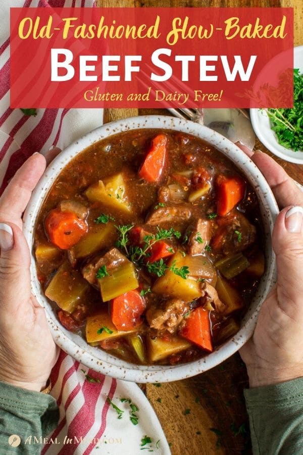 Old Fashioned Oven Baked Beef Stew pinterest image