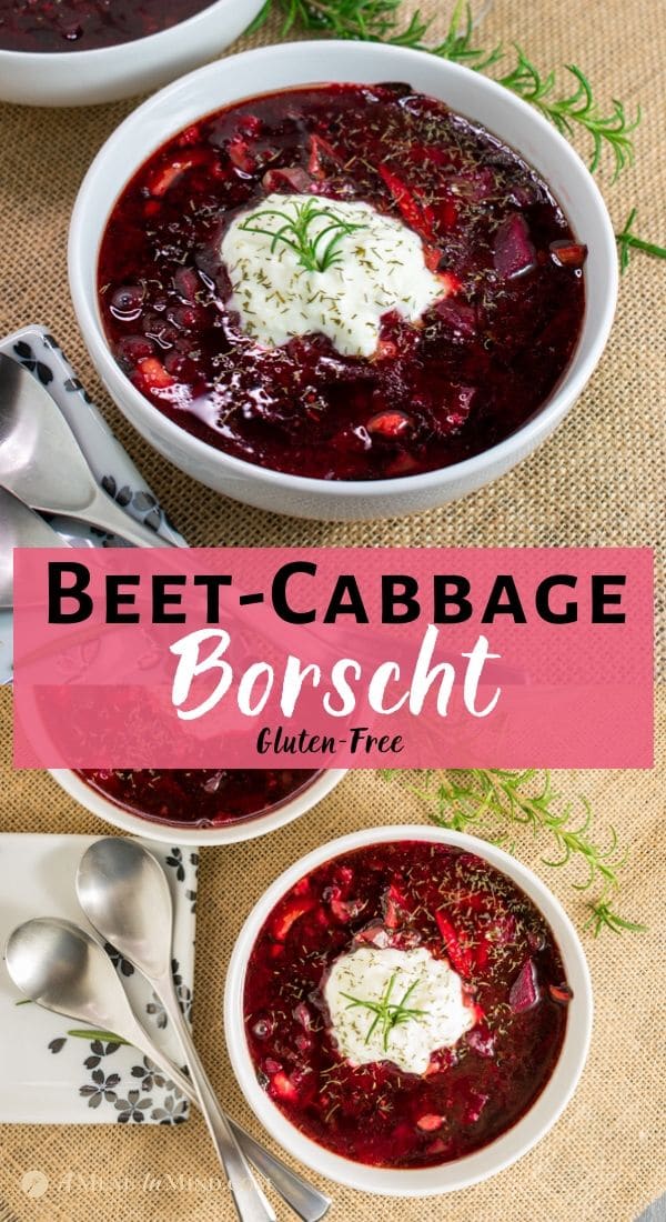 Beet-Cabbage Borscht Soup pinterest 2 image collage