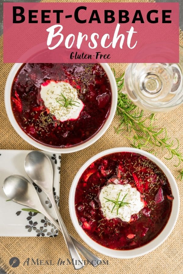 Beet-Cabbage Borscht Soup single pinterest image