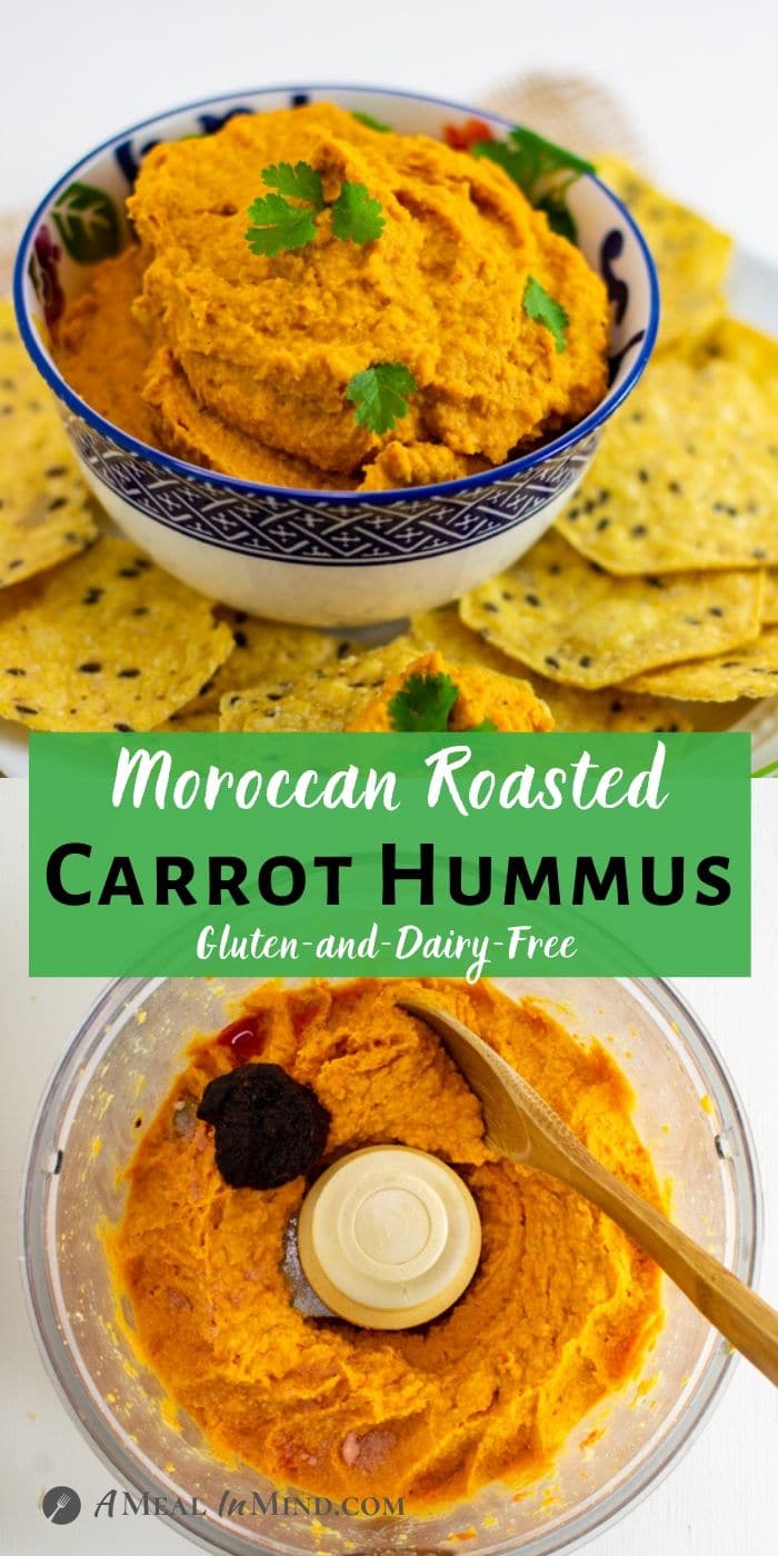 Moroccan Roasted-Carrot Hummus tall pinterest image