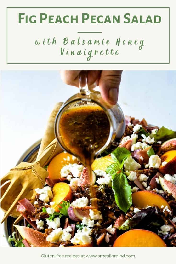 Fig-Peach Pecan Salad with Feta and Balsamic Vinaigrette pinterest image