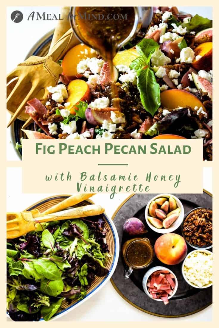 Fig-Peach Pecan Salad with Feta and Balsamic Vinaigrette pinterest image