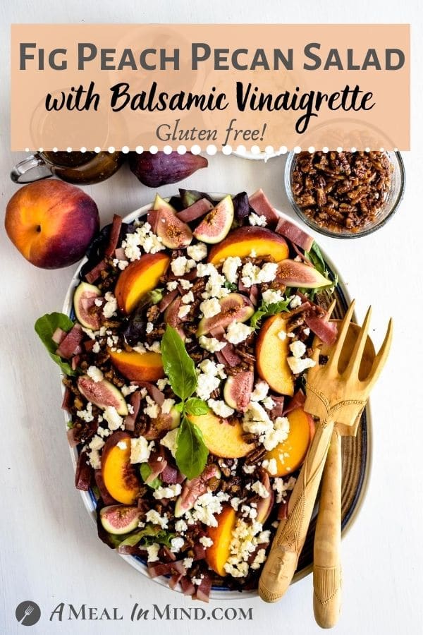 Fig-Peach Pecan Salad with Feta and Balsamic Vinaigrette pinterest image