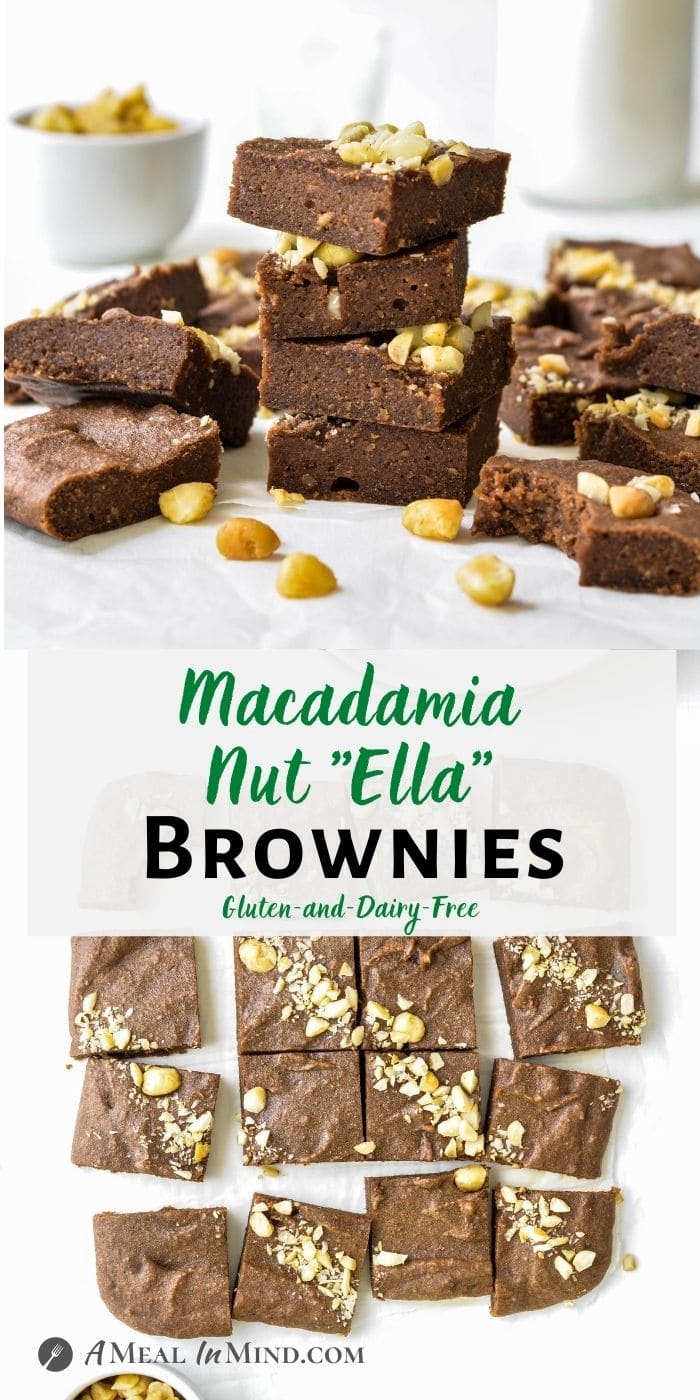 Macadamia Nut"Ella" Brownies 3 Ingredient pinterest collage