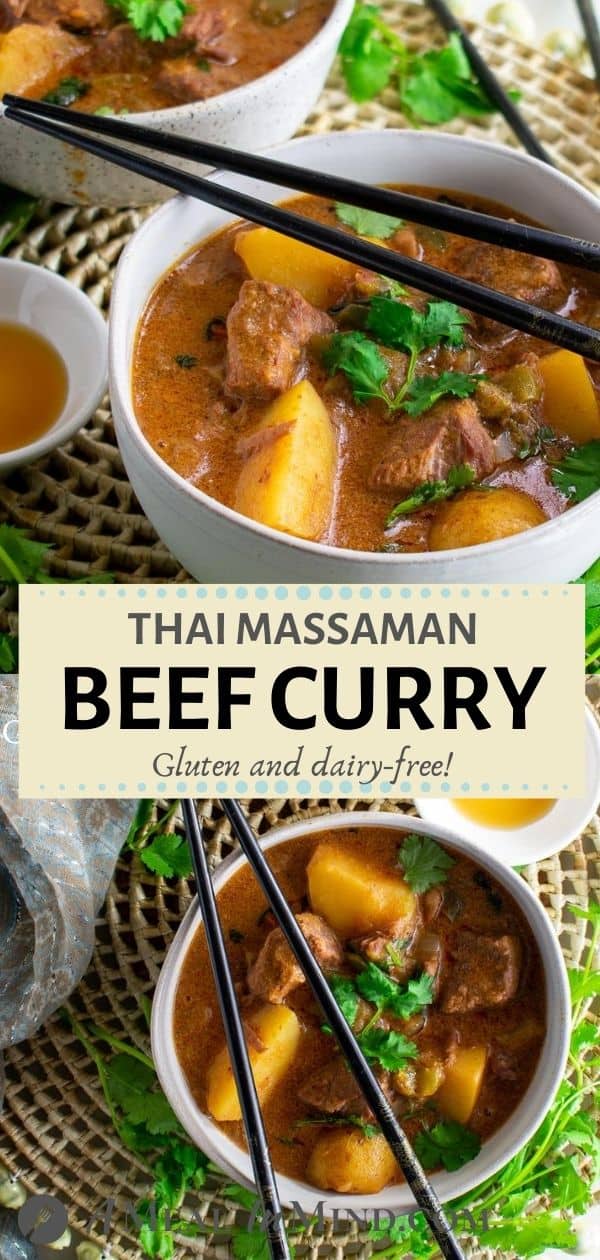 Thai Massaman Curry with Beef and Potatoes pinterest collage