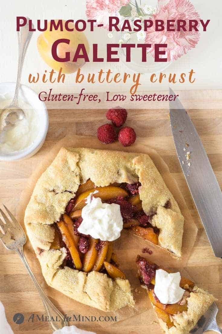 Gluten-Free Plumcot-Raspberry Galette pinterest image
