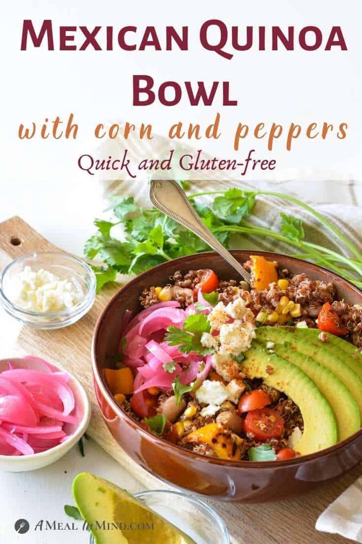 Mexican Quinoa Bowl with Corn and Peppers pinterest image
