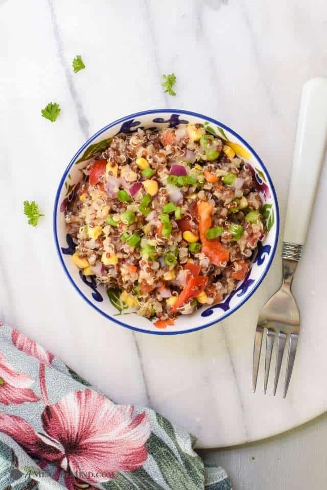 Mexican Quinoa Bowl in chinese bowl