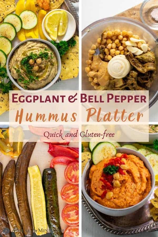 Eggplant and Red Bell Pepper Hummus Platter pinterest collage