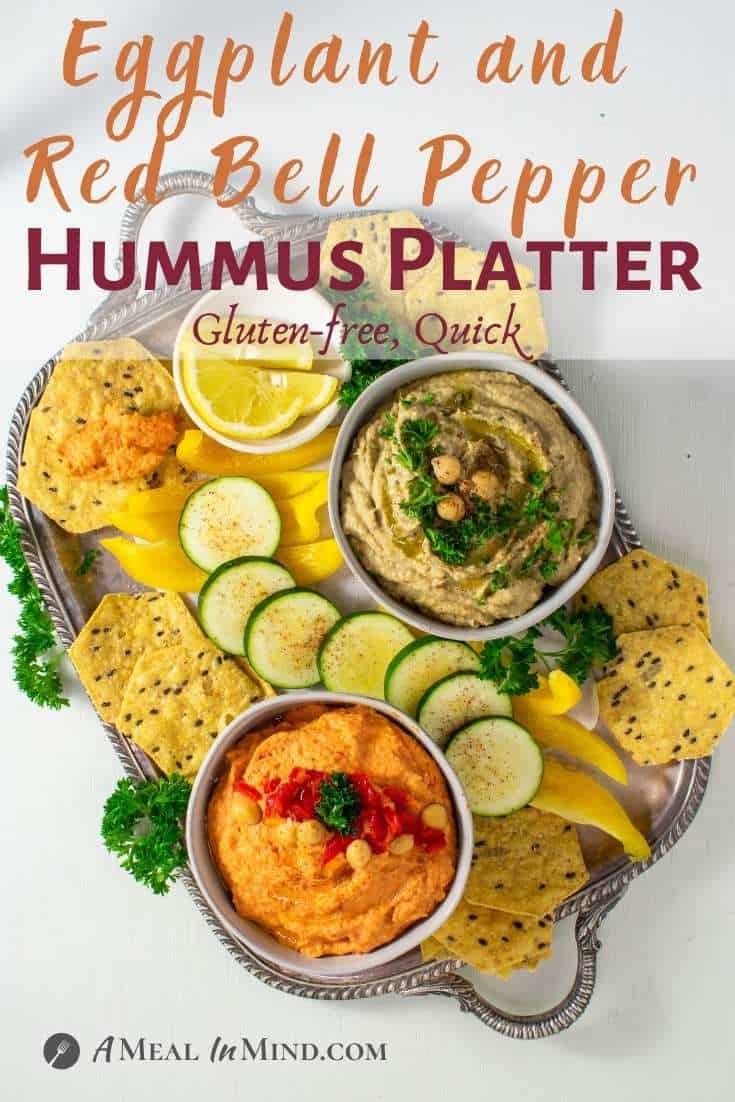 Eggplant and Red Bell Pepper Hummus Platter pinterest image