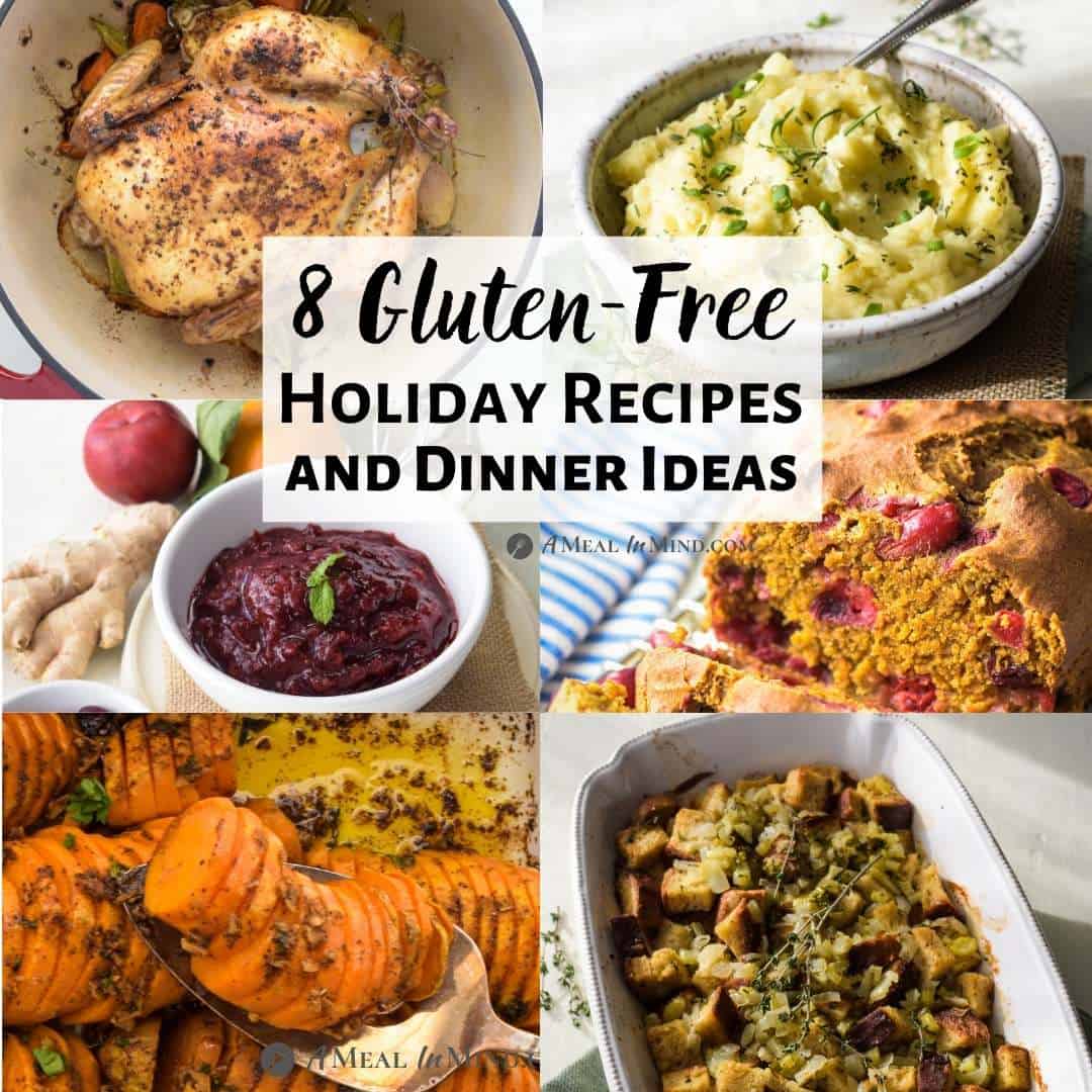 square collage of gluten-free holiday menu ideas