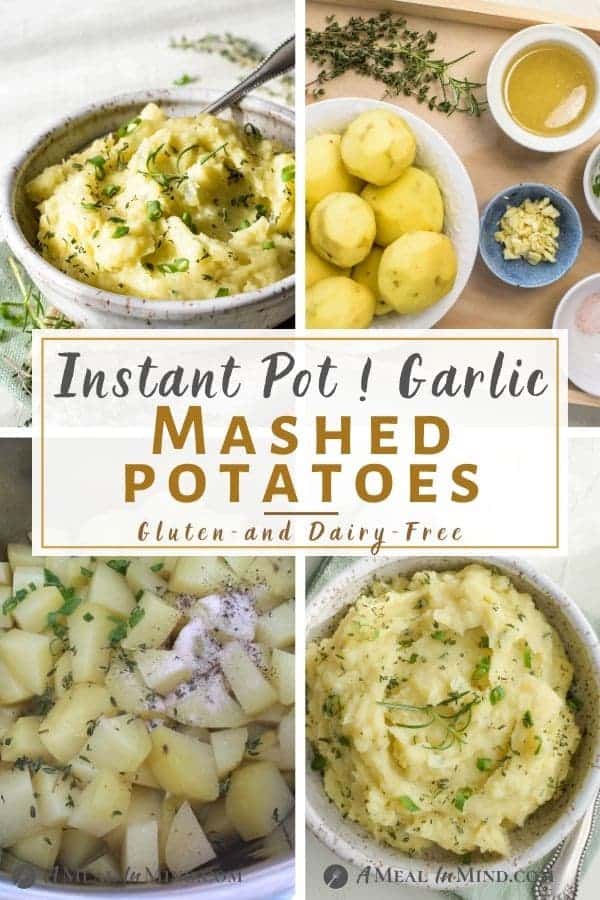 4 image pinterest image of garlic mashed potatoes