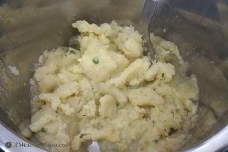 mashing the potatoes in the instant pot