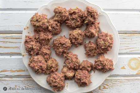 Paleo Pesto Meatballs before rolling